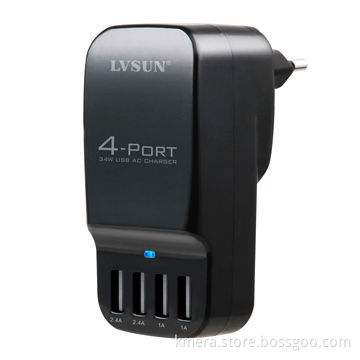 Portable Mobile Phone Charger w/4 Independent USB Ports/Fast charge 2 iPhone/2 iPad Simultaneously